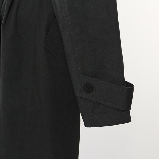 Langry casual trench coat in black with rolled cuffs and buttons