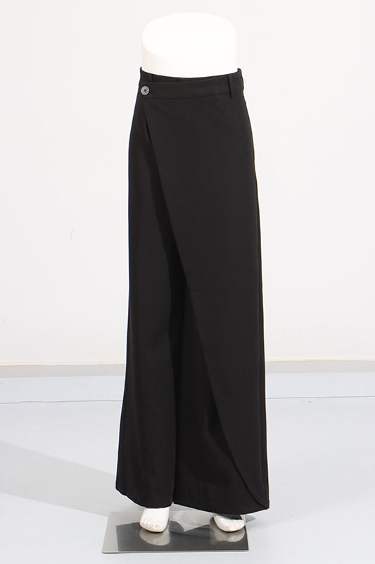Black wrap-front trousers from Gorgeous Wide Leg Pants Two Piece Sets for stylish fashion ملابس