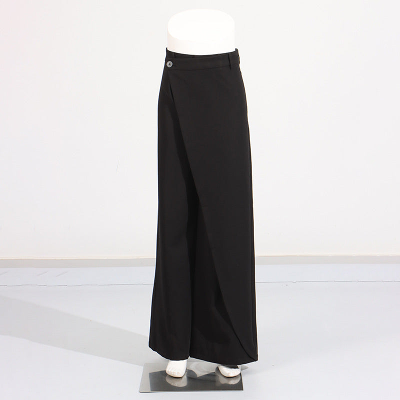 Black wrap-front trousers from Gorgeous Wide Leg Pants Two Piece Sets for stylish fashion ملابس