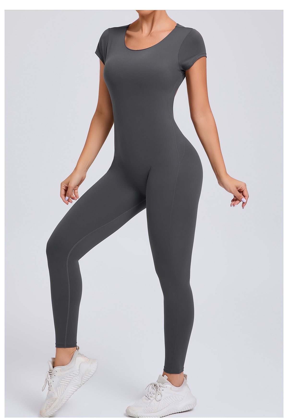 Sleek dark gray Langry fashion yoga bodysuit, tight quick-drying ملابس