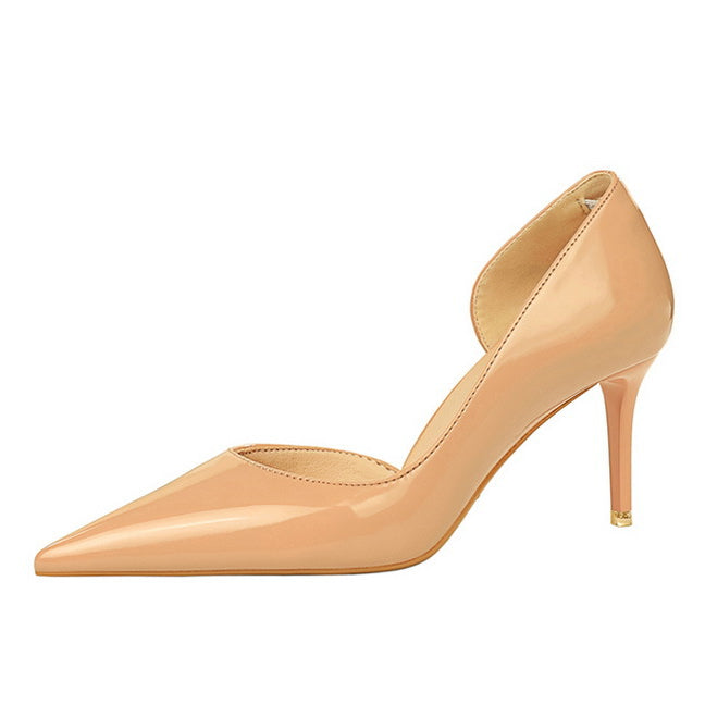 Shiny Patent Leather Side Hollow out High Heels