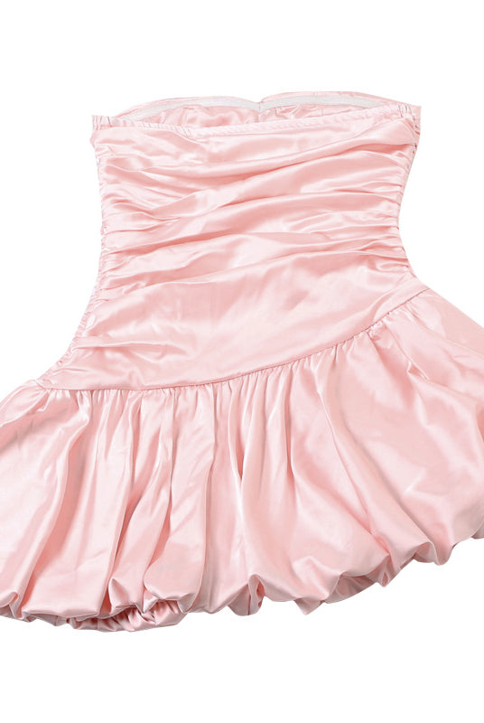 Pink strapless dress with ruffled bubble skirt from Women Clothing Summer Collection