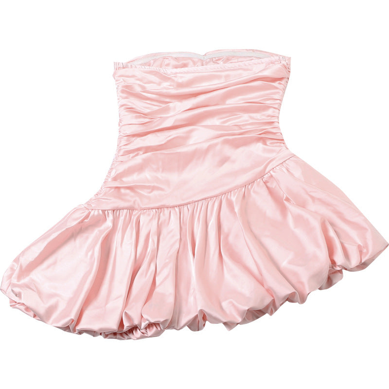 Pink strapless dress with ruffled bubble skirt from Women Clothing Summer Collection