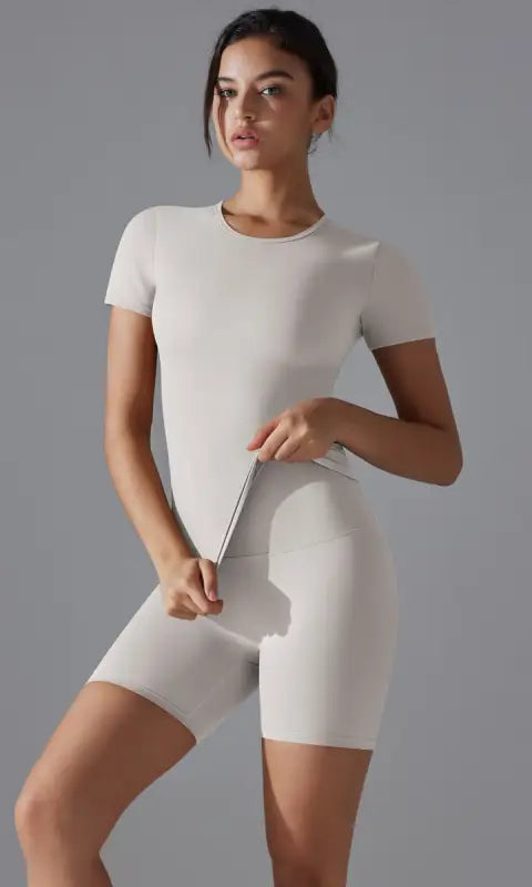 Spring Autumn t Shirt Quick Drying Yoga Clothes Short Sleeve Slim Fit Fitness Blouse Outdoor Running Sports Suit Women