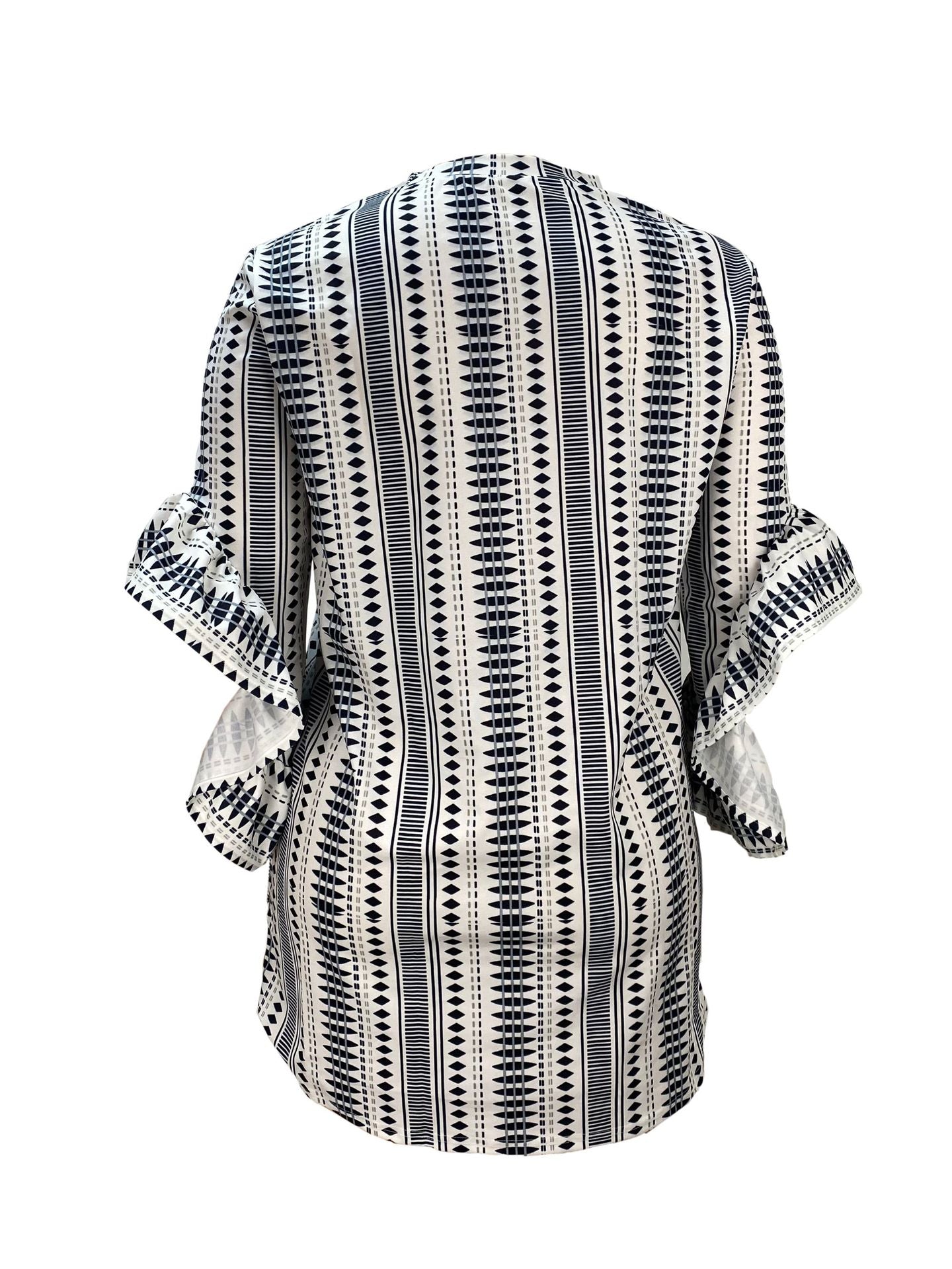 Black and white patterned blouse showcased in Casual Loose Unique Straight Cylinder Dress, perfect for fashionable ملابس