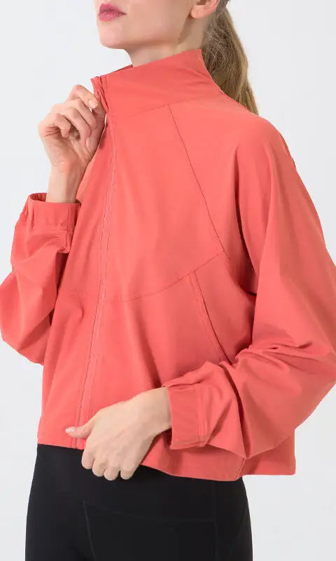 Autumn Winter Zip Up Shirt Women Girllulu Sports Top Stand Collar Loose Breathable Fitness Clothes Coat