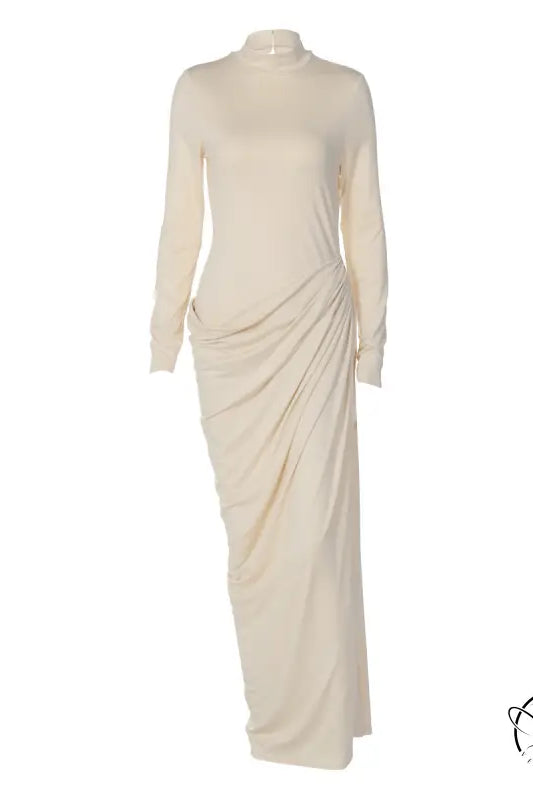 French Slim Fit Backless Button Dress