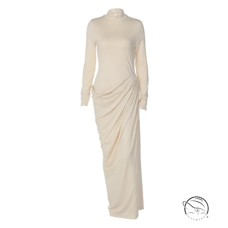 French Slim Fit Backless Button Dress