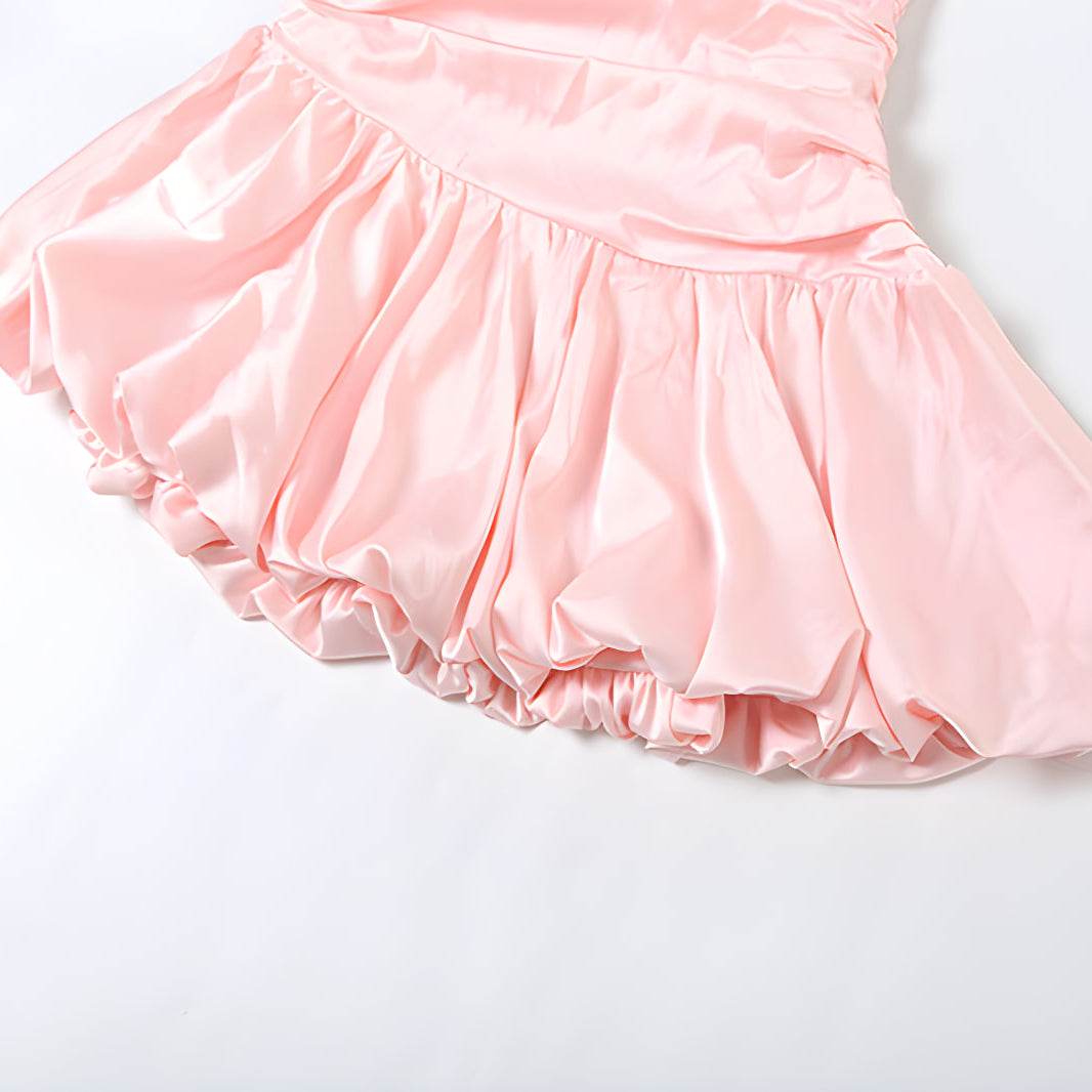 Pink ruffled skirt with gathered fabric detailing from Women Clothing Summer Collection