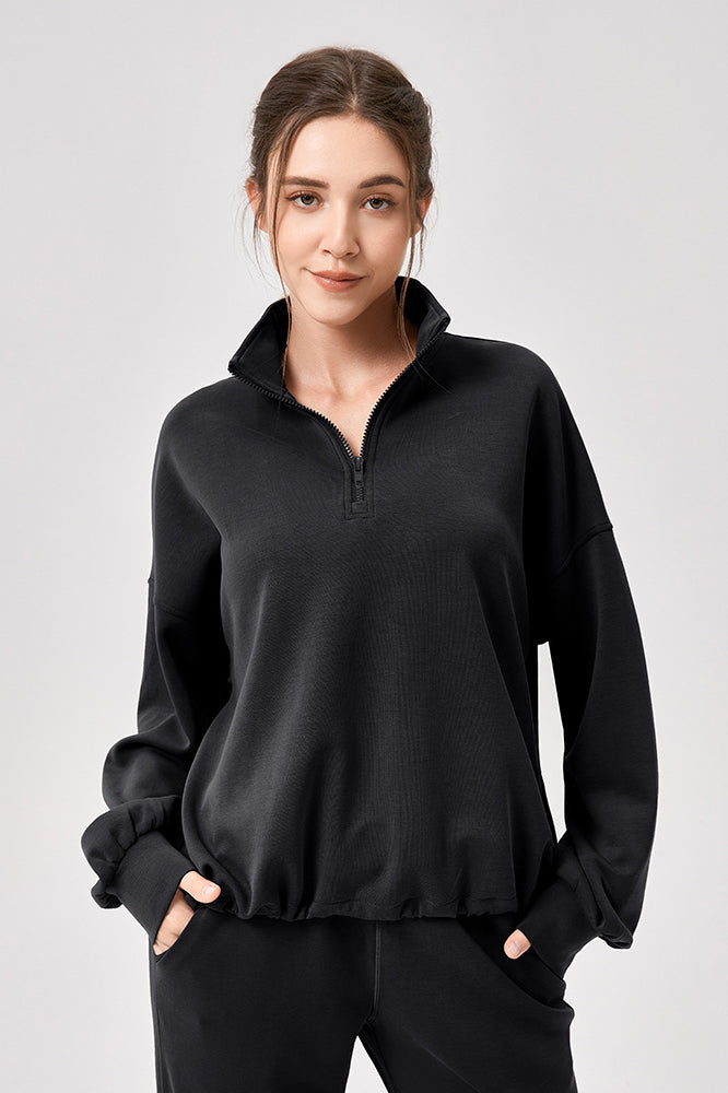 Winter Yoga Wear Sports Sweater Modal Loose Casual Stand Collar Running Fitness Top