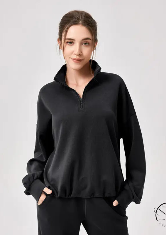 Winter Yoga Wear Sports Sweater Modal Loose Casual Stand Collar Running Fitness Top