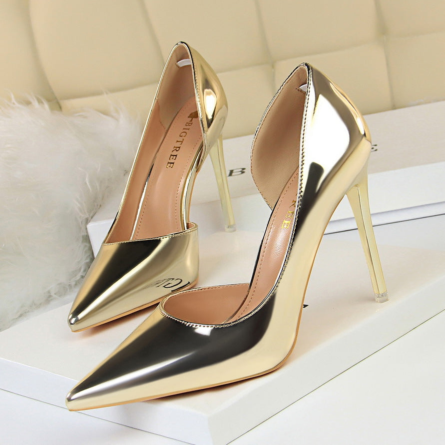 Langry fashion metallic gold and silver stiletto high heels