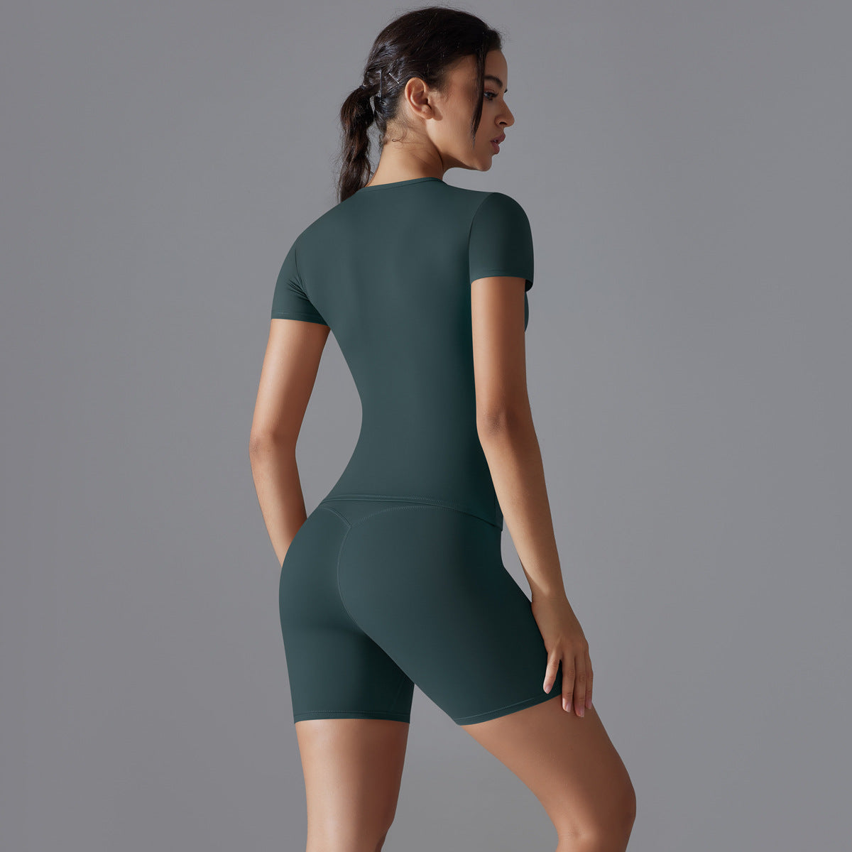 Spring Autumn t Shirt Quick Drying Yoga Clothes Short Sleeve Slim Fit Fitness Blouse Outdoor Running Sports Suit Women