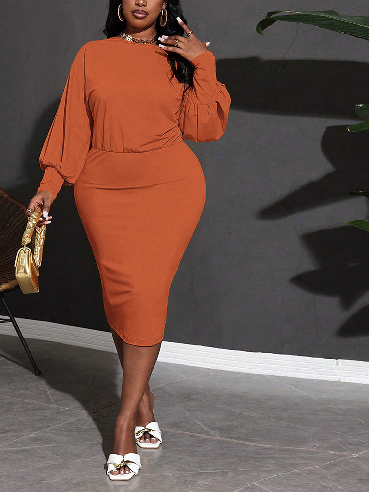 Classic Mid Length Dress in vibrant orange, a stylish option for women’s fashion ملابس