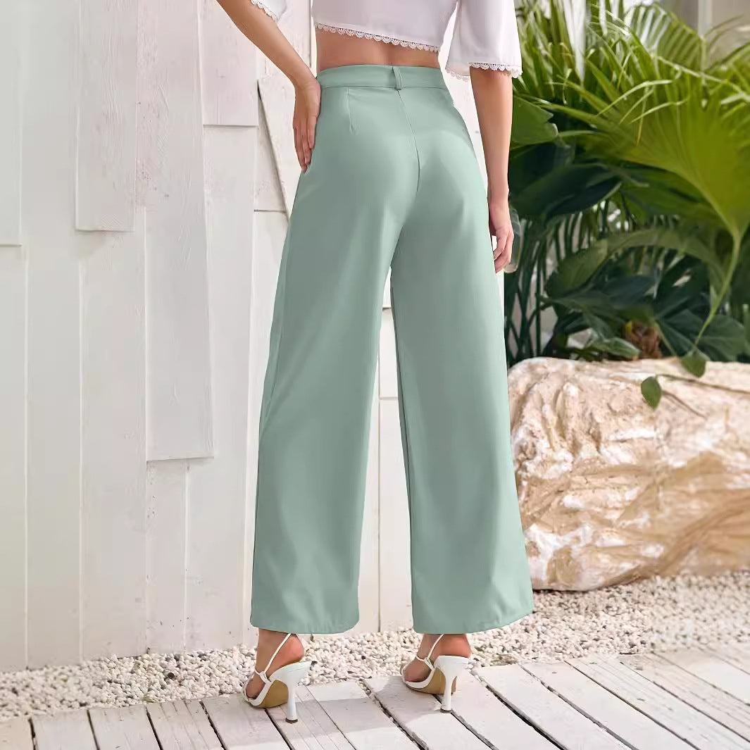 Mint green fresh comfort wide leg pants displayed in the Fresh Comfort Wide Leg Pants product image