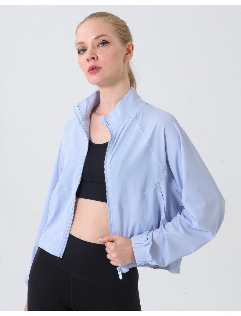 Autumn Winter Zip Up Shirt Women Girllulu Sports Top Stand Collar Loose Breathable Fitness Clothes Coat