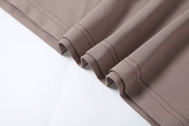 Taupe fabric with stitched hem from Summer Women Elegant Backless Tube Top Halter Set