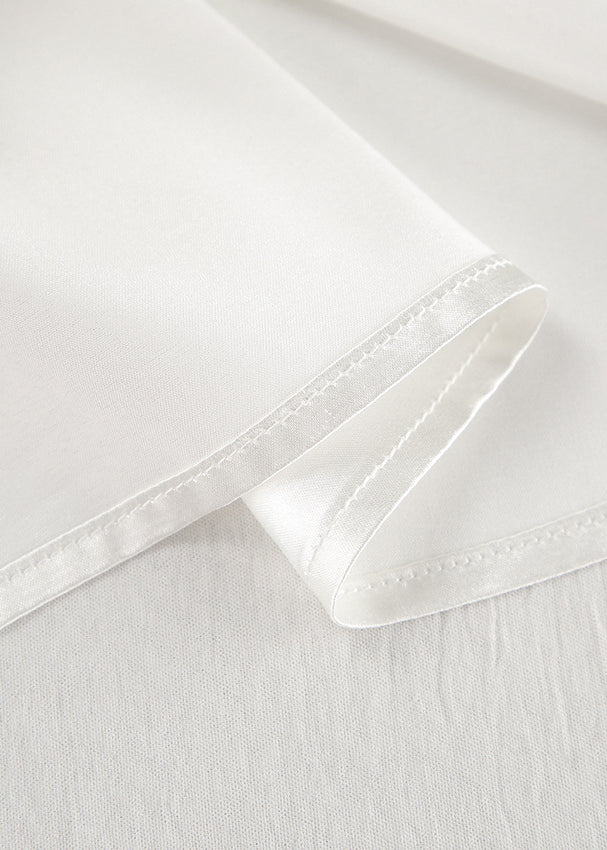 Crisp white langry ice silk blouse with satin hem for fashion pajamas