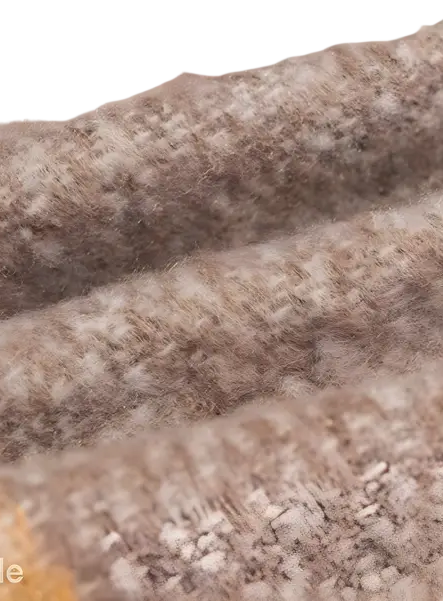 Textured beige woolen fabric with weave, showcasing Woven Wool Stitching Scarf in Rose Plaid Navy