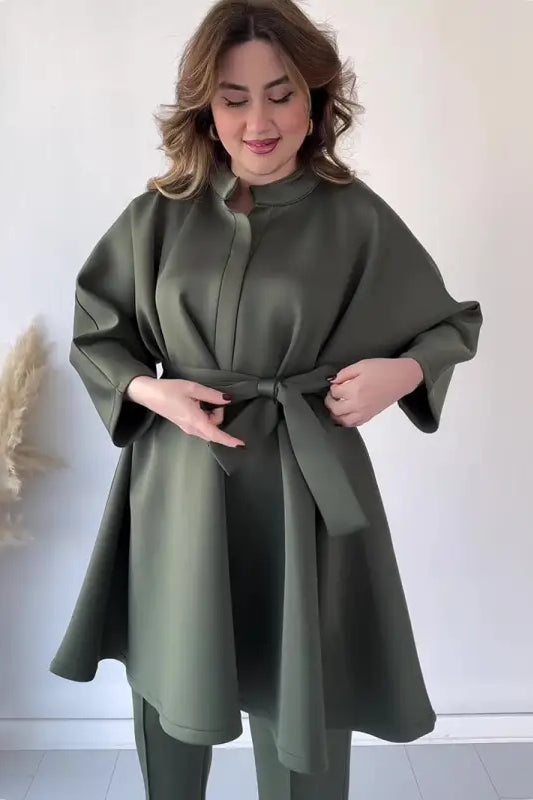 COMFY LOOSE BELT TOP CROPPED PANTS SUIT-VETEMENTS