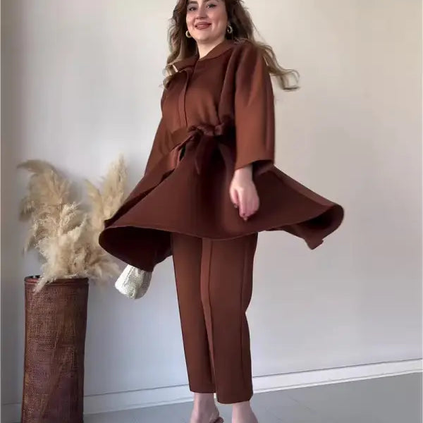 COMFY LOOSE BELT TOP CROPPED PANTS SUIT-VETEMENTS