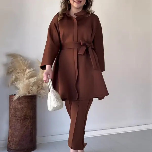 COMFY LOOSE BELT TOP CROPPED PANTS SUIT-VETEMENTS