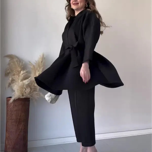 COMFY LOOSE BELT TOP CROPPED PANTS SUIT-VETEMENTS