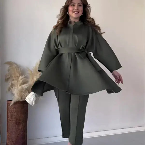 COMFY LOOSE BELT TOP CROPPED PANTS SUIT-VETEMENTS