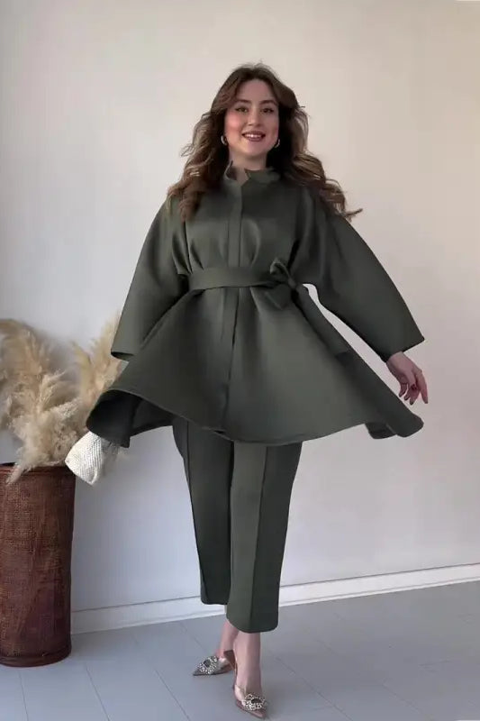 COMFY LOOSE BELT TOP CROPPED PANTS SUIT-VETEMENTS