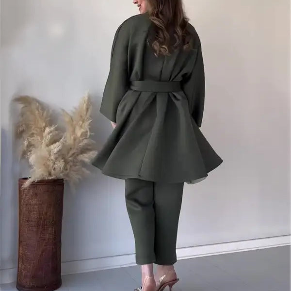 COMFY LOOSE BELT TOP CROPPED PANTS SUIT-VETEMENTS