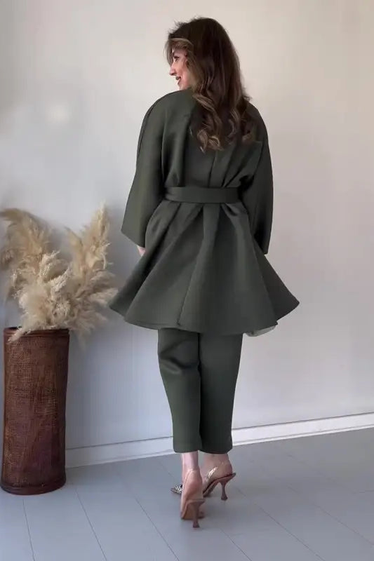 COMFY LOOSE BELT TOP CROPPED PANTS SUIT-VETEMENTS