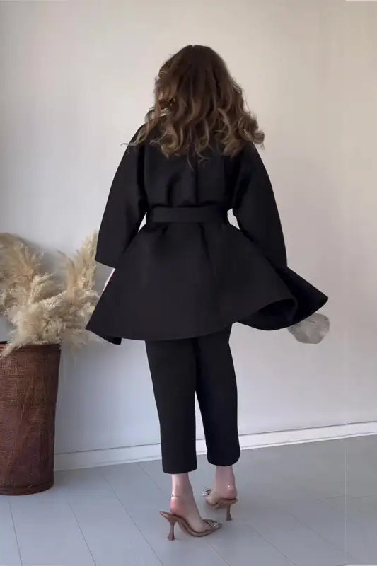 COMFY LOOSE BELT TOP CROPPED PANTS SUIT-VETEMENTS