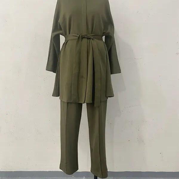 COMFY LOOSE BELT TOP CROPPED PANTS SUIT-VETEMENTS
