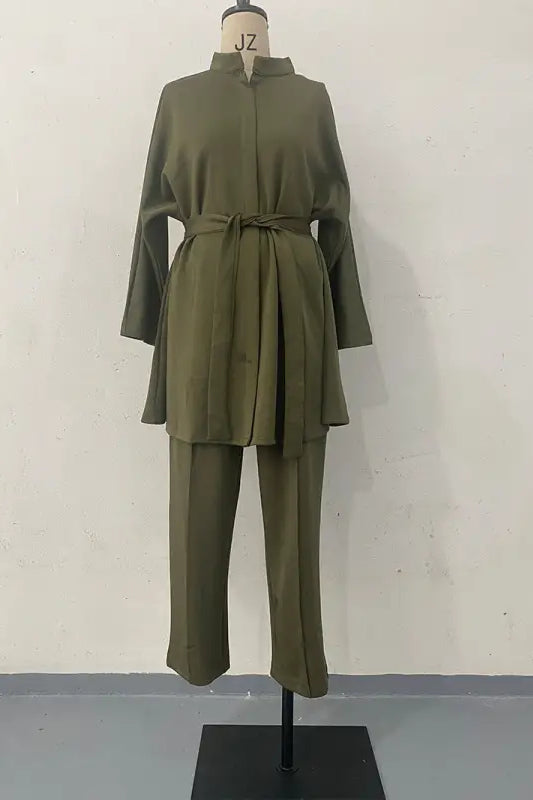 COMFY LOOSE BELT TOP CROPPED PANTS SUIT-VETEMENTS