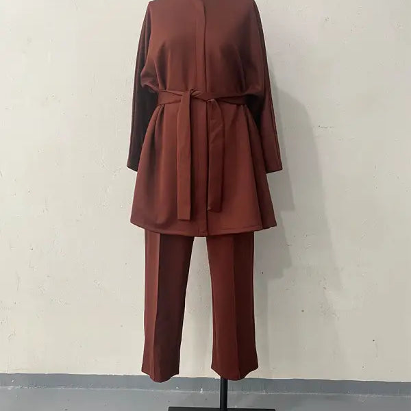 COMFY LOOSE BELT TOP CROPPED PANTS SUIT-VETEMENTS