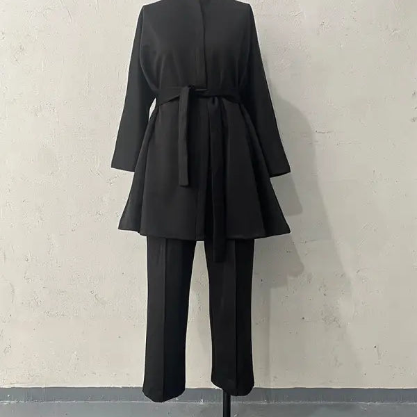 COMFY LOOSE BELT TOP CROPPED PANTS SUIT-VETEMENTS