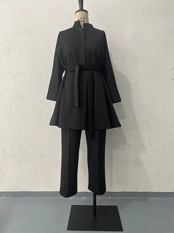 COMFY LOOSE BELT TOP CROPPED PANTS SUIT-VETEMENTS