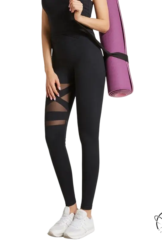 Army green energy flex leggings with sheer mesh panels for fitness yoga