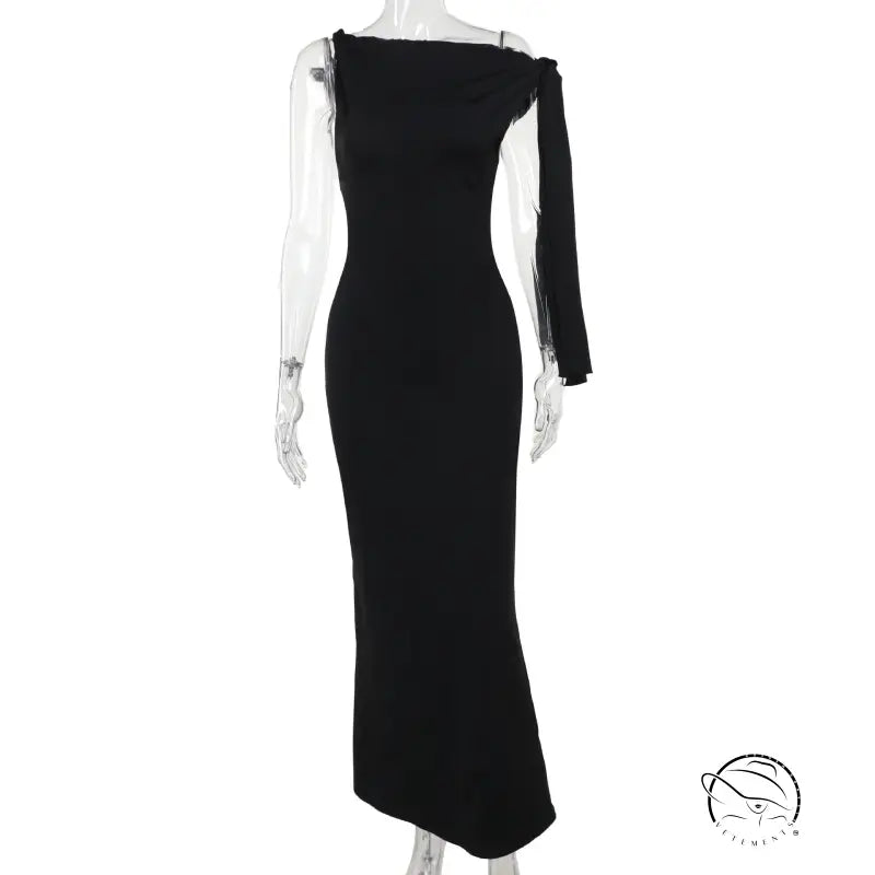 Asymmetrical Maxi Dress for Summer Parties | Langry Fashion - S / Black