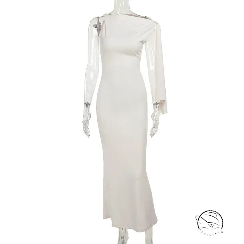 Asymmetrical Maxi Dress for Summer Parties | Langry Fashion - S / Light Apricot