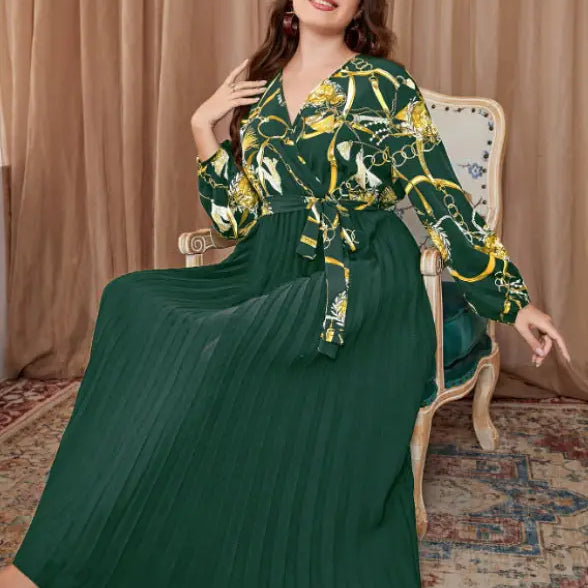Green chain-print maxi dress featured in a Beautiful Evening Dress collection