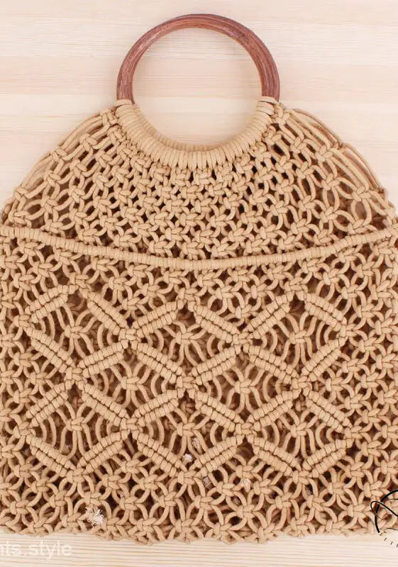 Beautiful handmade bag with camel brown handle