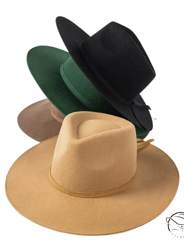 Beige wide-brim sun hat with elegant ribbon bow band