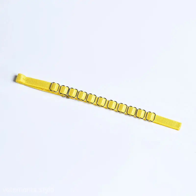 Yellow fabric strap with metal loops for the Black Lace Five Piece Set, sexy lace five piece set
