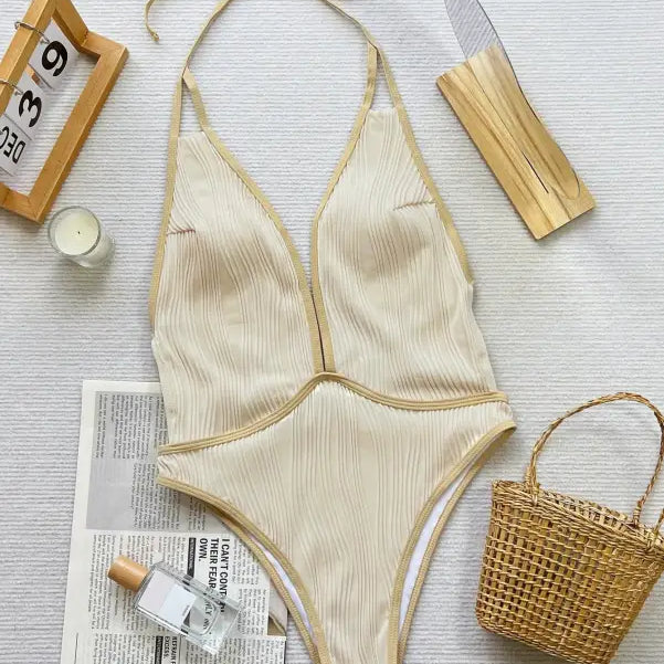 WHITE COFFEE CONTRAST SWIMSUIT-VETEMENTS