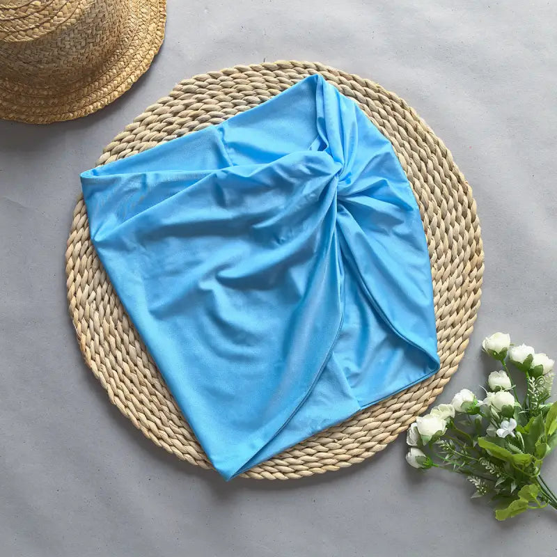 Light blue twisted sarong for boho bikini rope sexy summer vacation style