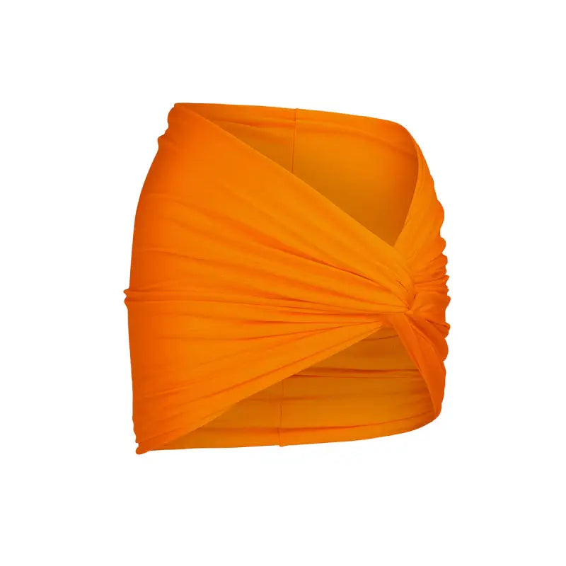 Orange twisted mini skirt paired with Boho Bikini Rope Halter Top for a sexy summer look