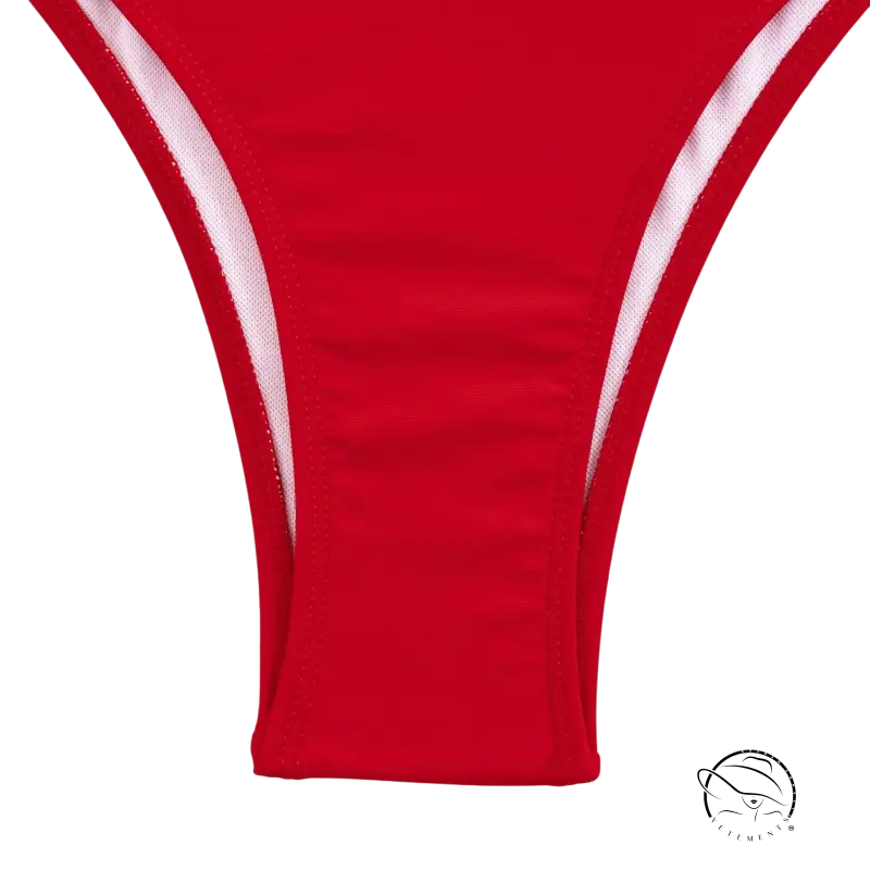 Boho color block asymmetric piece swimsuit with red bottom, free shipping