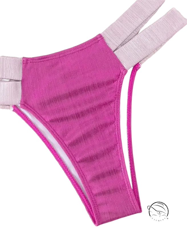 Vibrant fuchsia thong in sexy mermaid bikini swimsuit with lavender straps