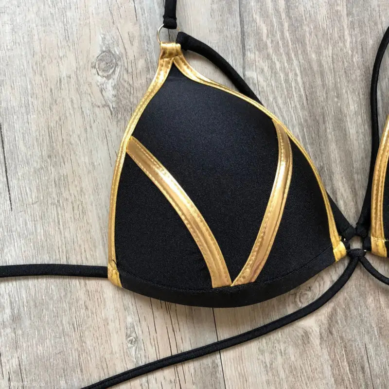 BRONZING STITCHING BLACK BIKINI-VETEMENTS